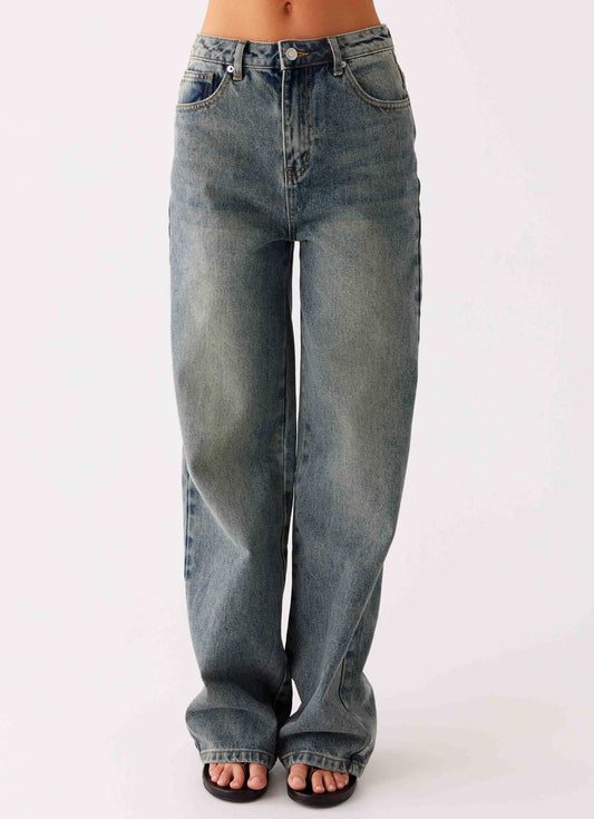Back Again Straight Leg Denim Jeans - Dirty Wash