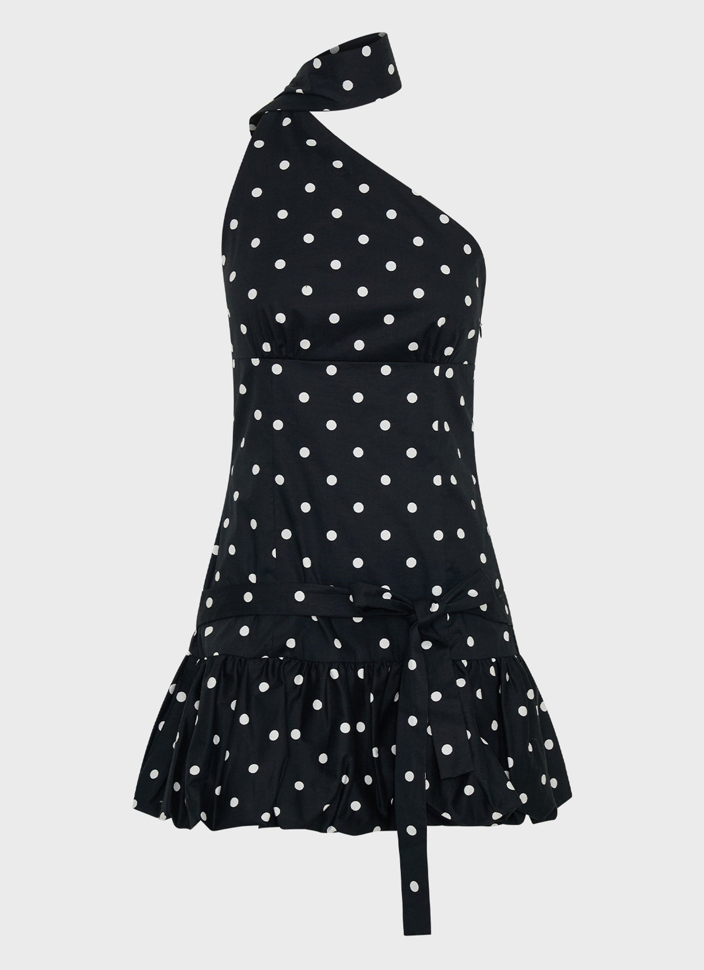 Belina Scarf Mini Dress - Black Polkadot