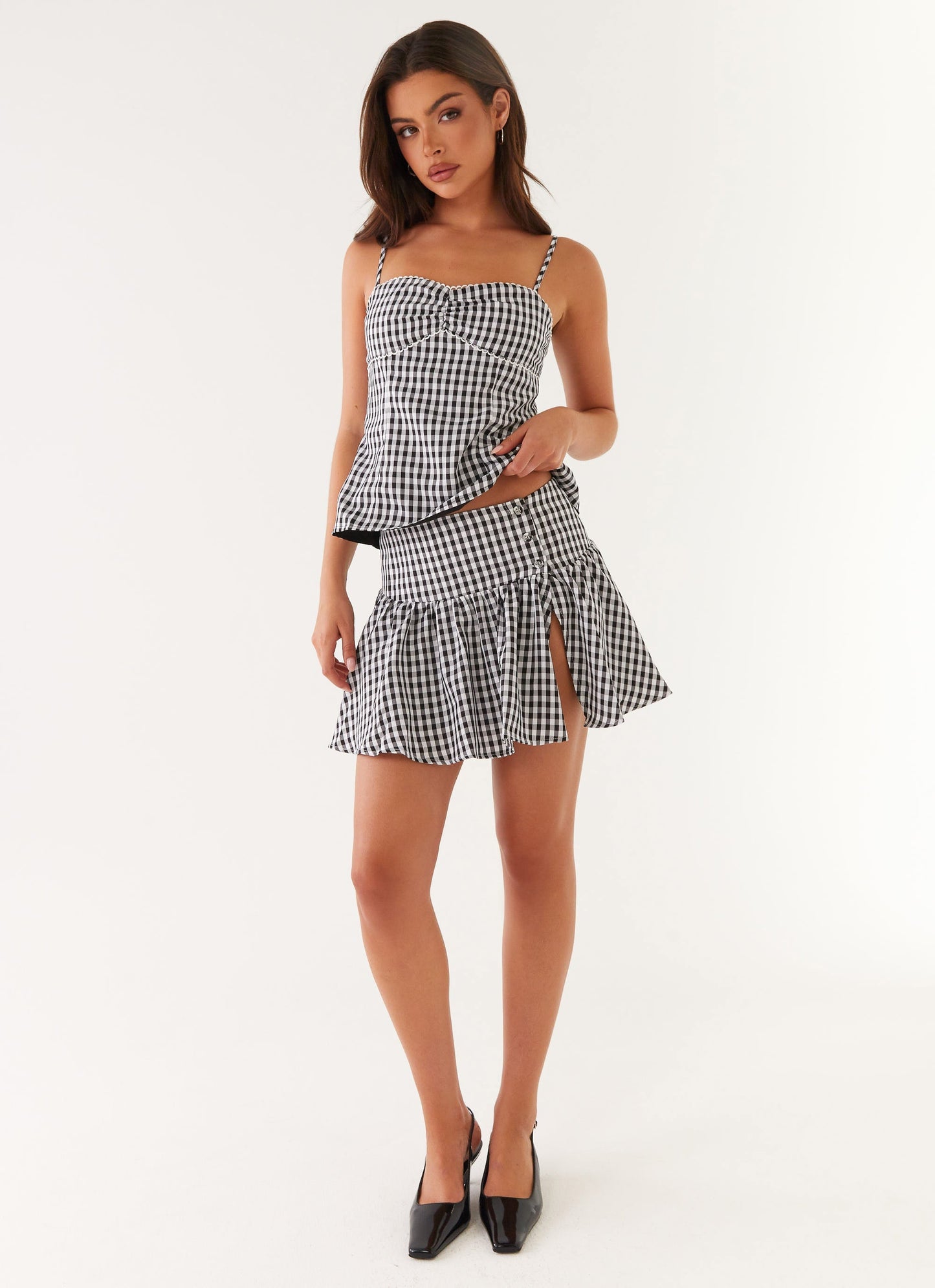 Bellamy Mini Skirt - Black Gingham