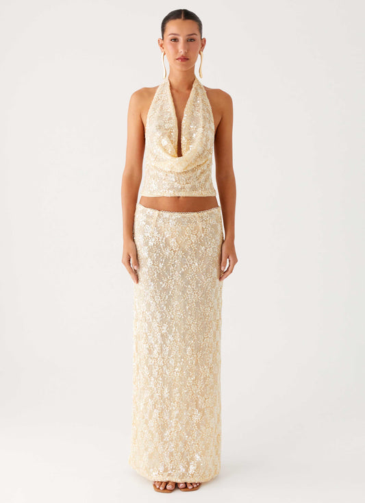 Bling It On Maxi Skirt - Ivory