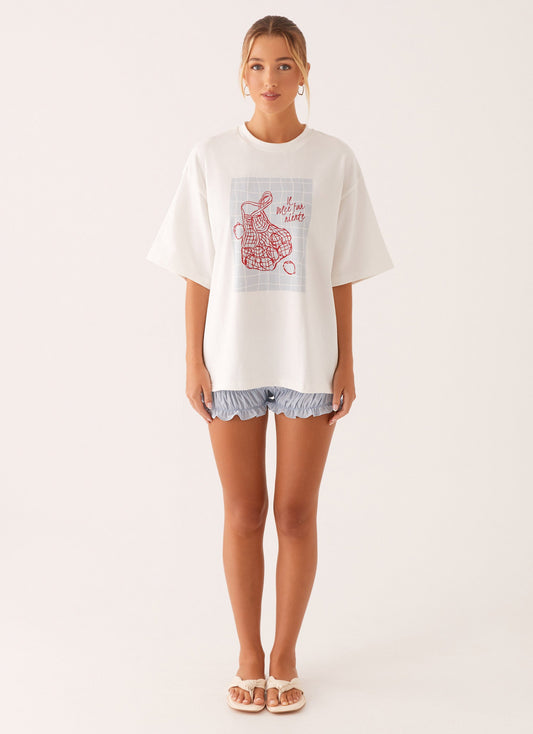 Born To Have Fun Oversized Graphic Tee - White