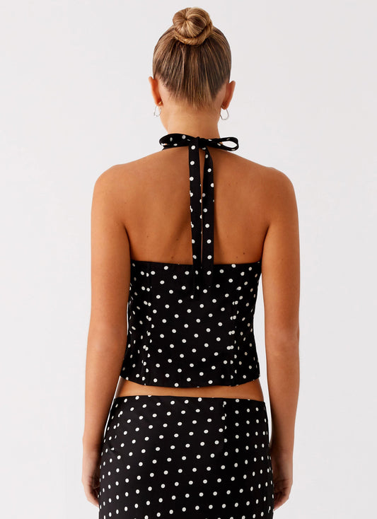 Breanne Top - Black Polka Dot