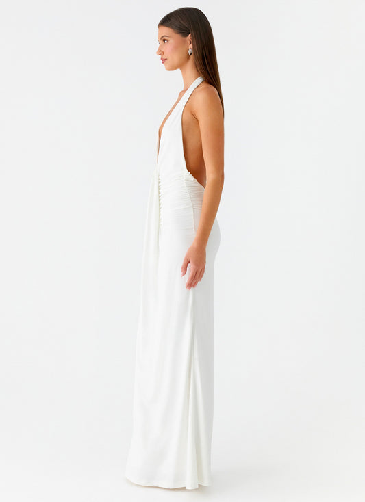 Cheyenne Halter Neck Maxi Dress - Ivory