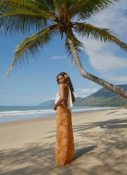 Corinna Low Rise Sequin Maxi Skirt - Orange