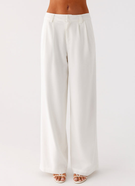 Delong Low Rise Linen Pants - White