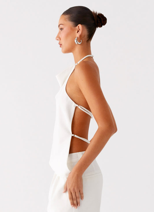 Delong Backless Linen Top - White