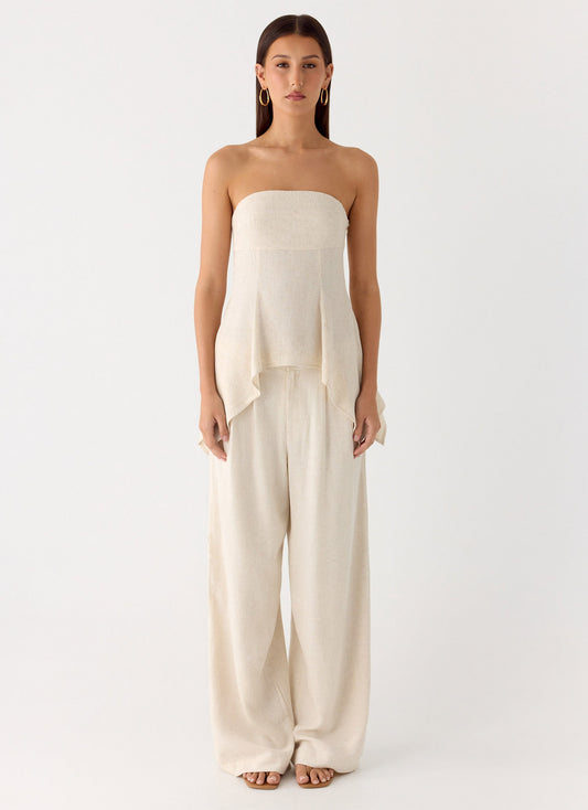 Delong Low Rise Linen Pants - Oatmeal