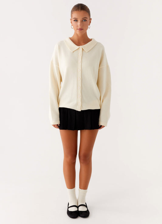Dorian Button Knit Sweater - Ivory