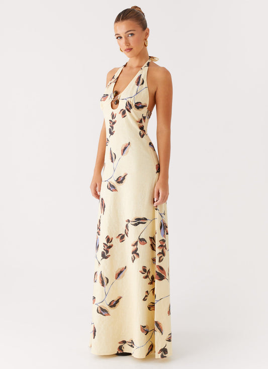 Elvina Halter Neck Maxi Dress - Buttercream Bliss