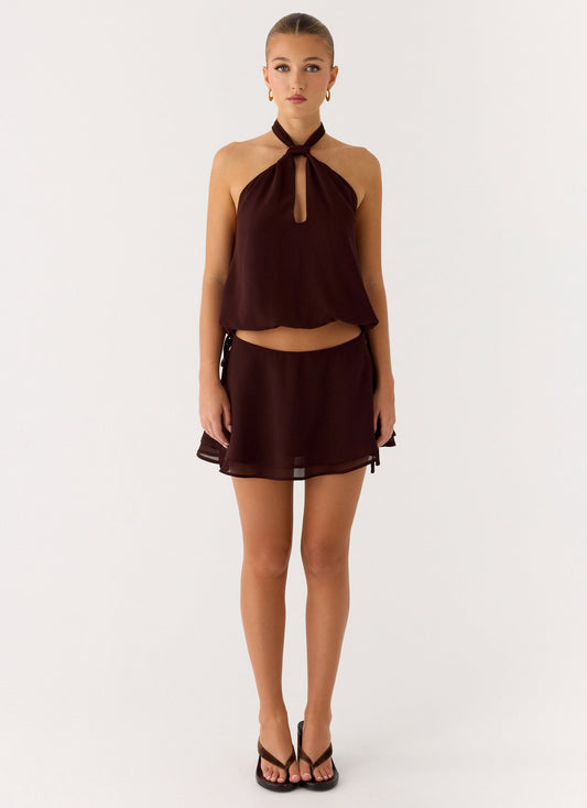 Everywhere I Go Mini Skirt - Chocolate