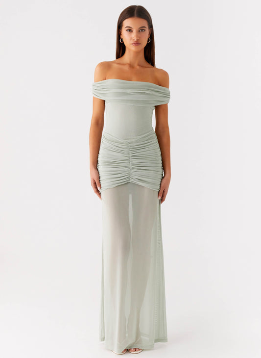 Eyllin Off Shoulder Maxi Dress - Sage