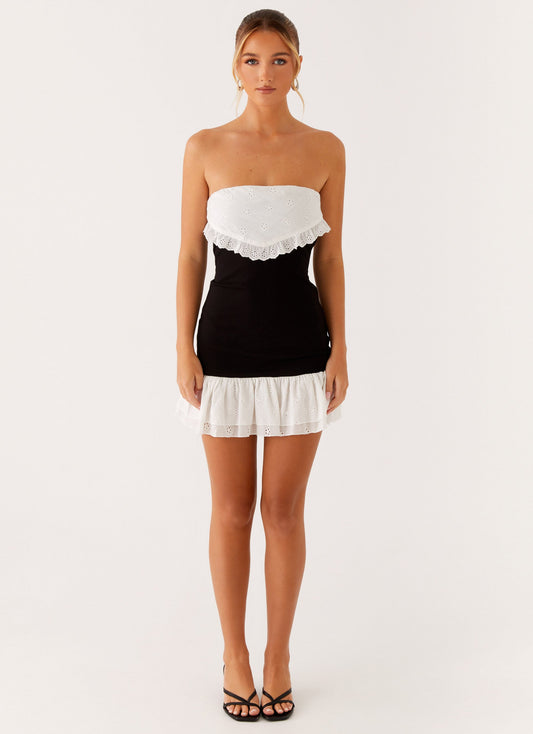 Fran Broderie Mini Dress - Black