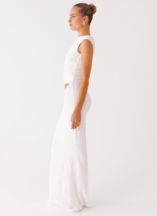 Galantis One Shoulder Maxi Dress - White