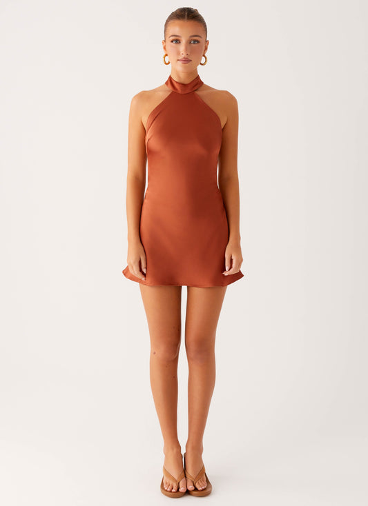 Golden Dunes Mini Dress - Rust