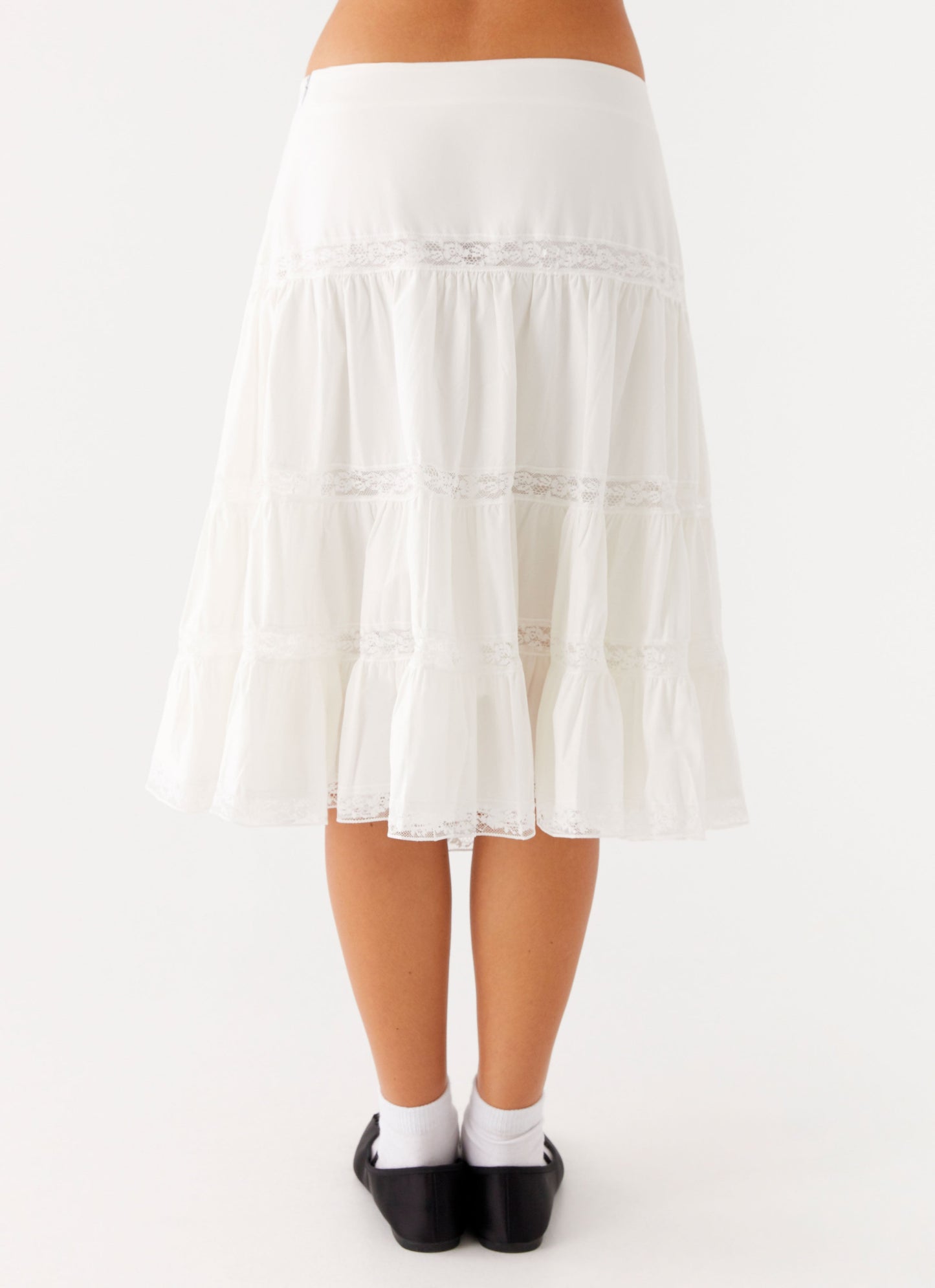 Good Vibes Midi Skirt - White