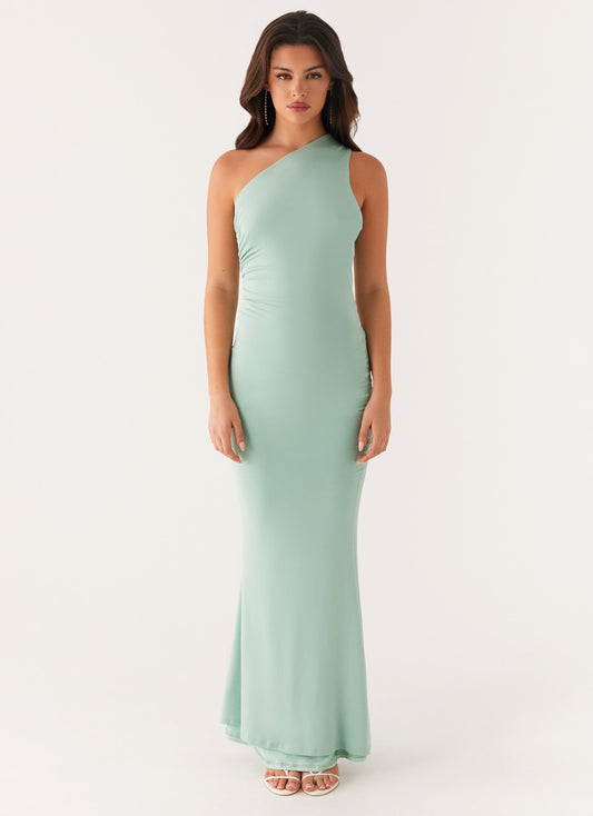 Imagine This One Shoulder Maxi Dress - Mint
