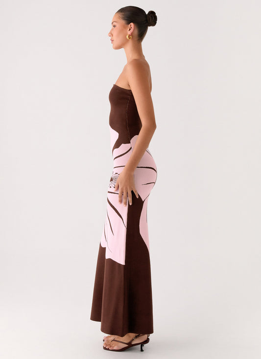 Jala Strapless Knit Maxi Dress - Espresso Meadow