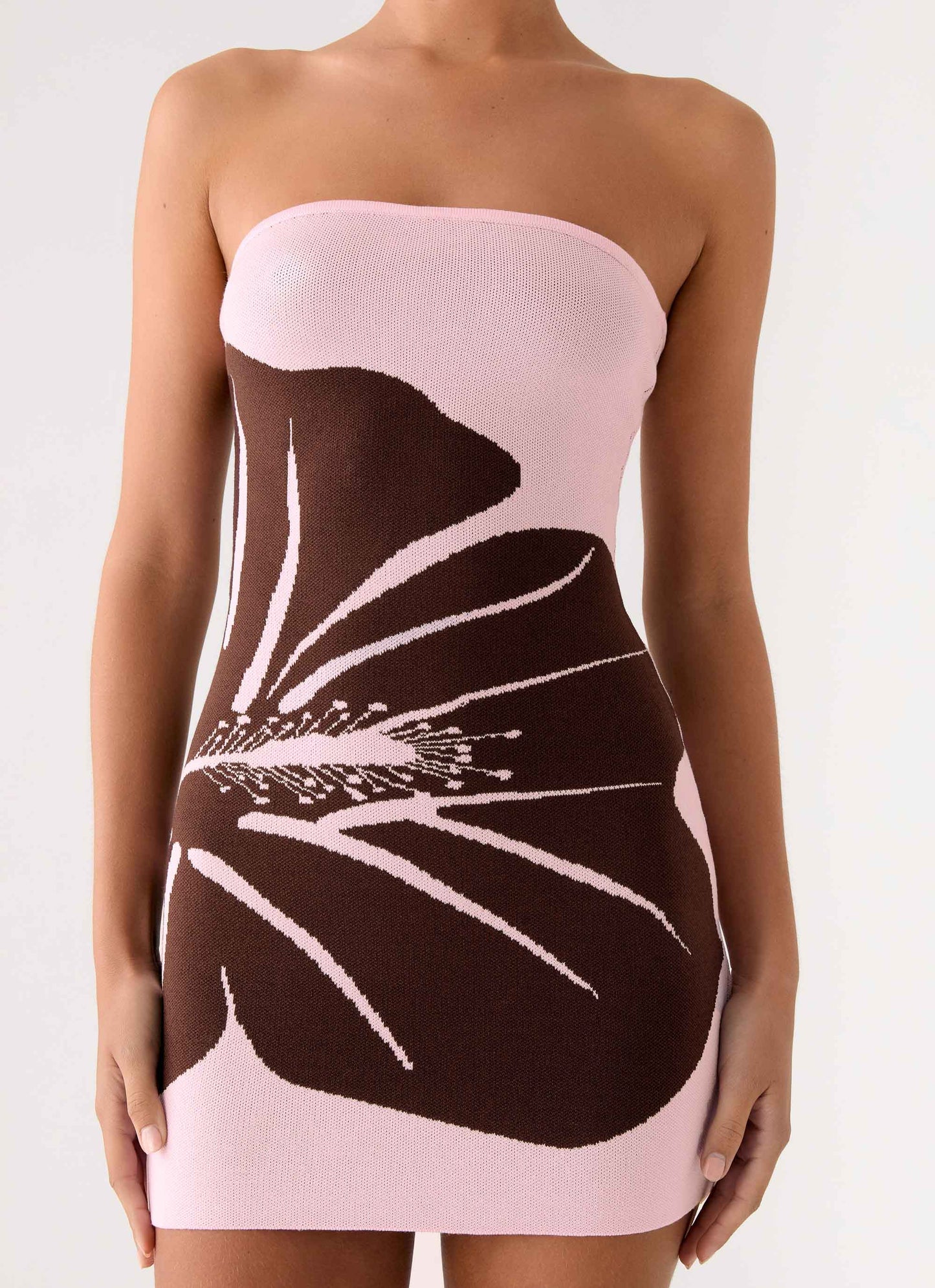 Kader Strapless Knit Mini Dress - Espresso Meadow