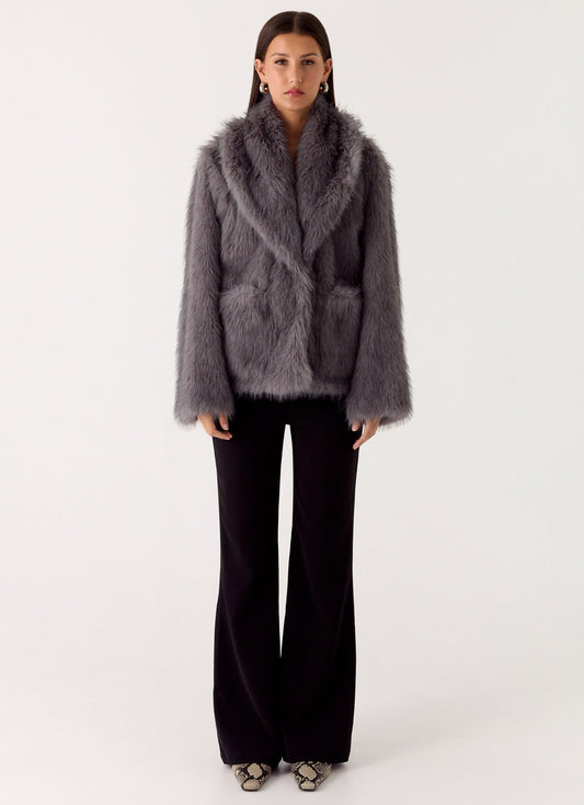 Katiana Faux Fur Jacket - Grey