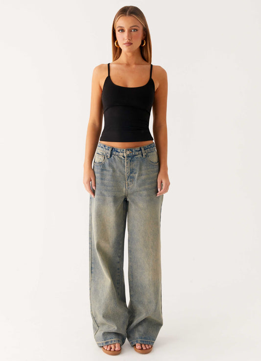 Keanna Low Rise Denim Jeans - Dirty Wash