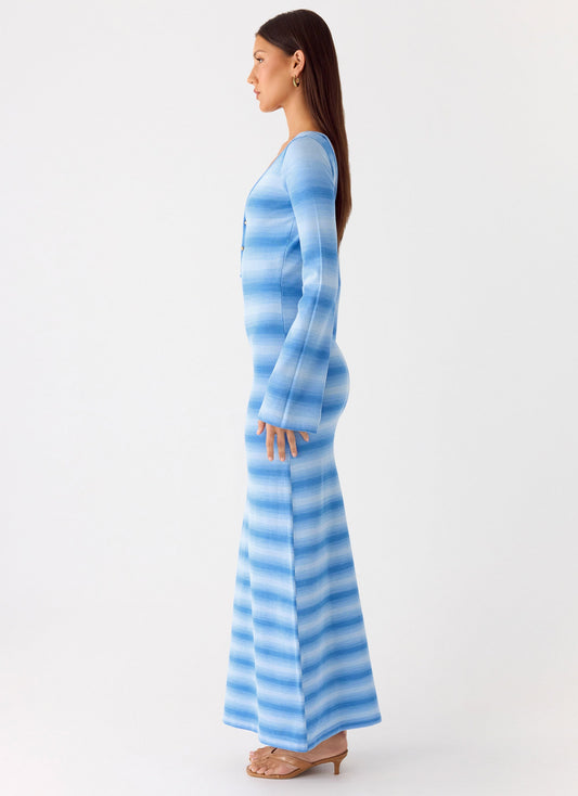 Late Night Calls Knit Maxi Dress - Cerulean