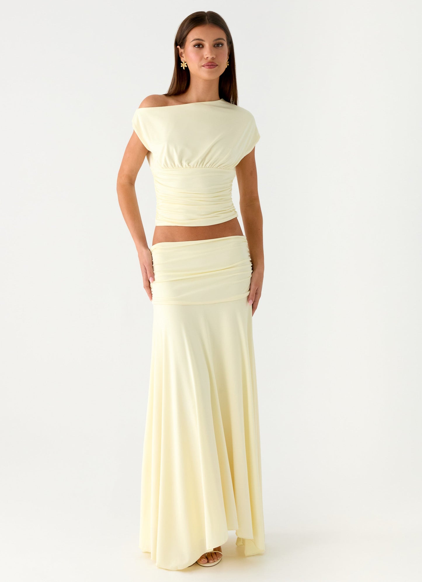 Liana Ruched Maxi Skirt - Yellow