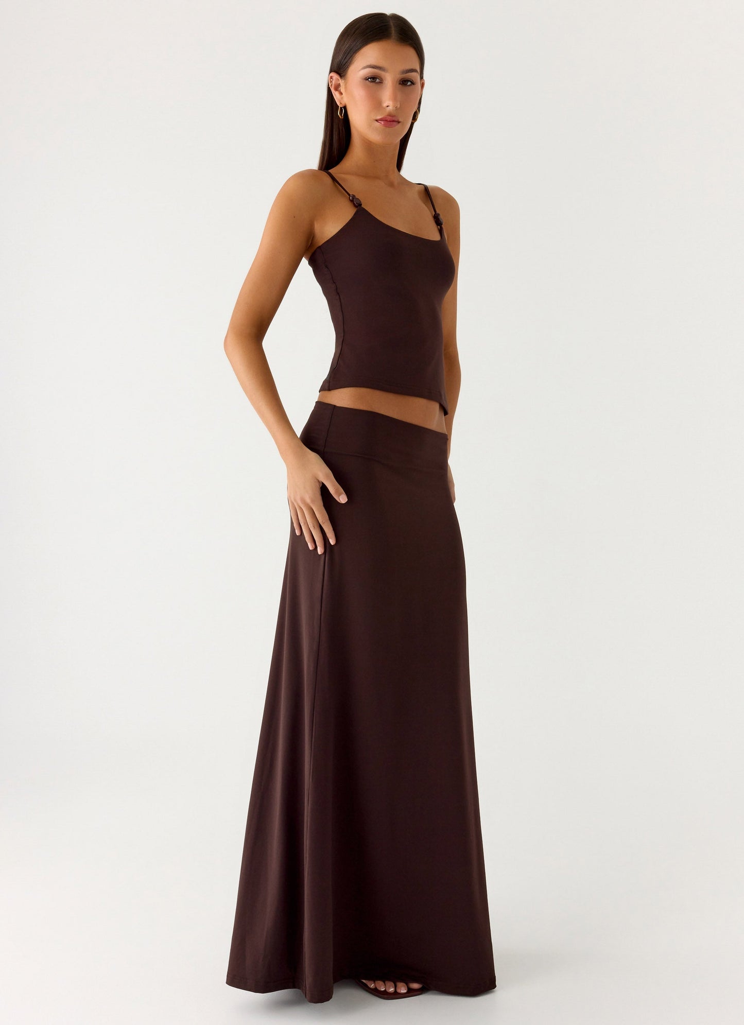 Like A Flower Maxi Skirt - Chocolate