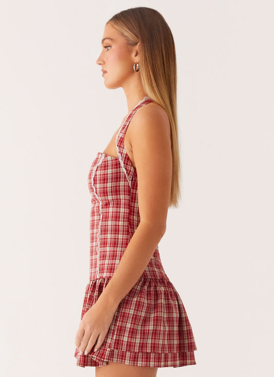 Lotus Dream Mini Dress - Ruby Check