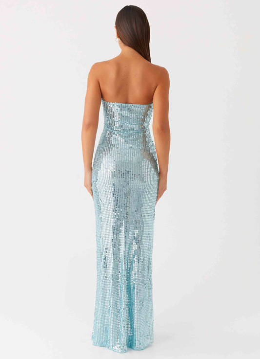 Lyric Sequin Maxi Dress - Turquoise