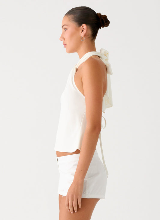 Maddox Scarf Top - White