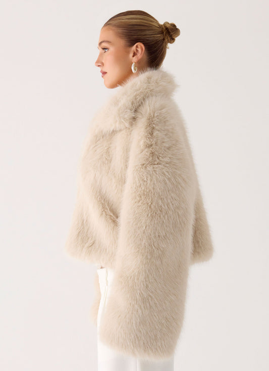 Moonscapes Faux Fur Jacket - Ivory