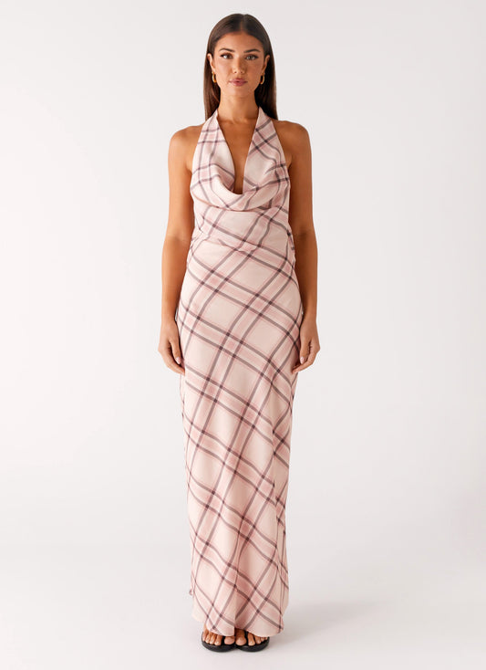 Muse Maxi Dress - Pink Check