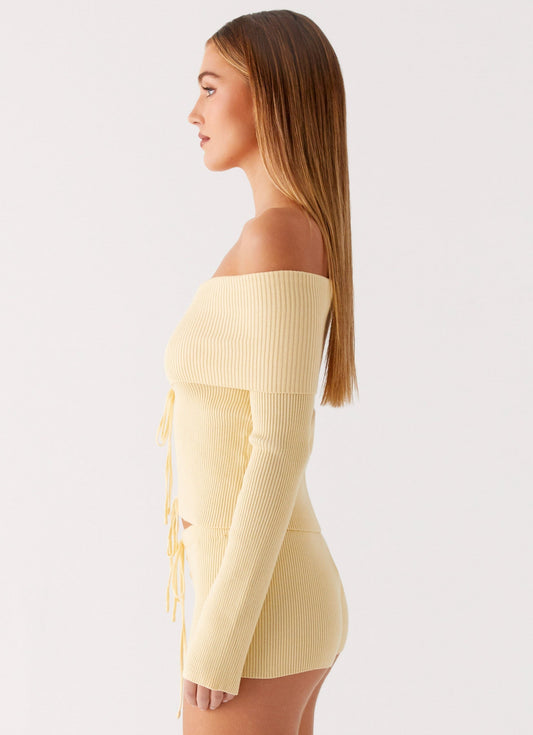 Muted Muse Knit Long Sleeve Top - Yellow