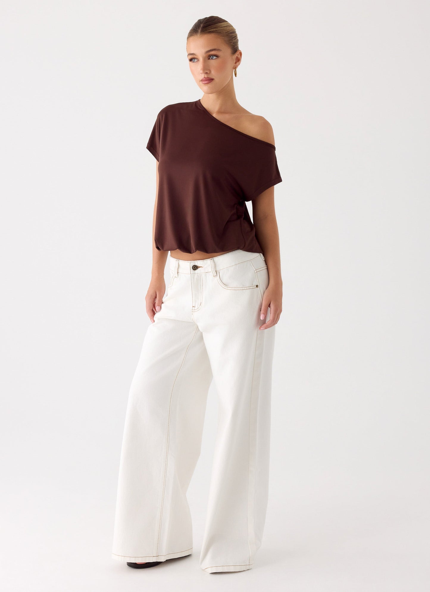 Neo Low Rise Wide Leg Jeans - Ivory