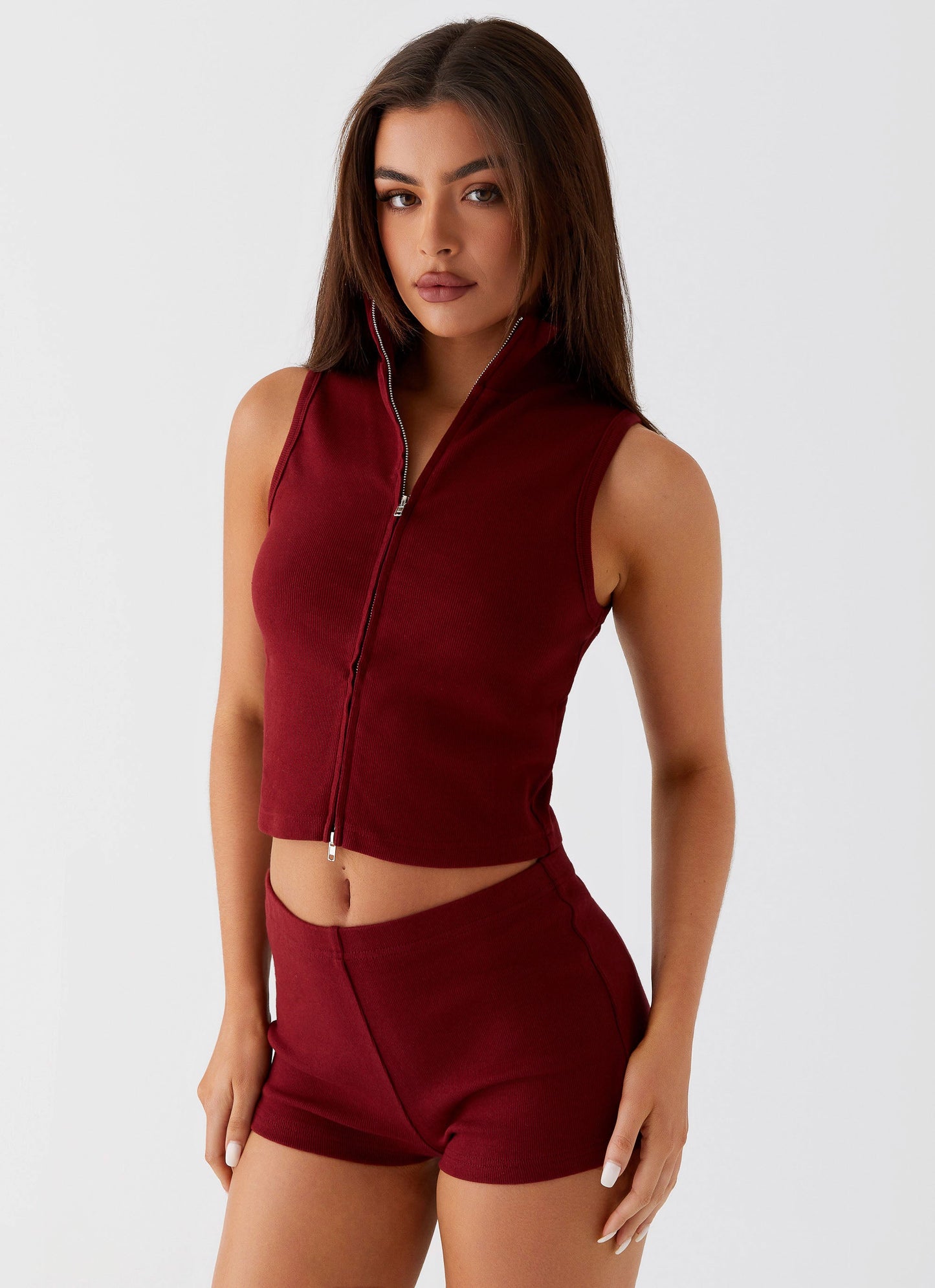Spectate Collar Top - Maroon
