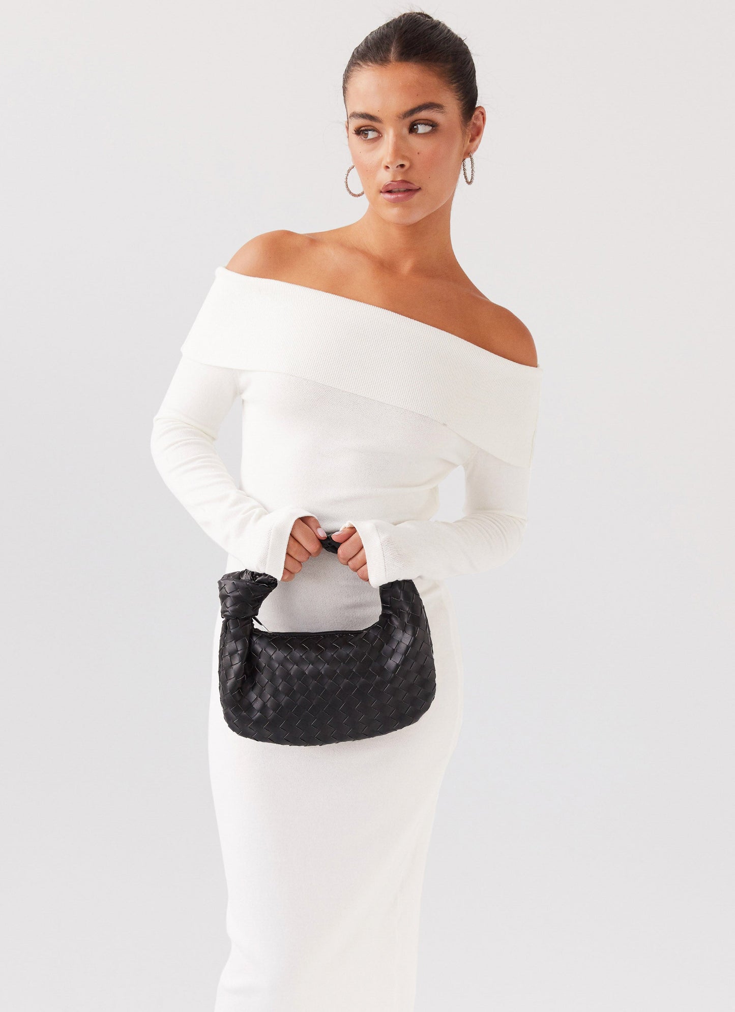 Alexandra Off Shoulder Knit Maxi Dress - Ivory