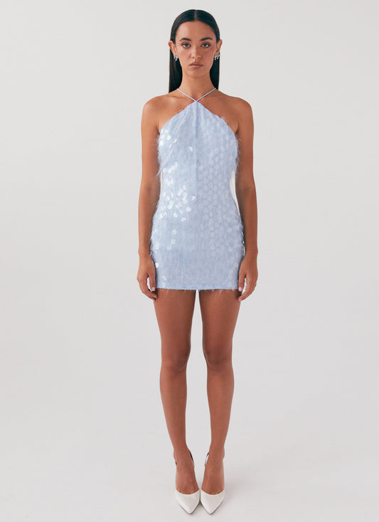 Glitz And Glamour Halterneck Mini Dress - Lavender Mist