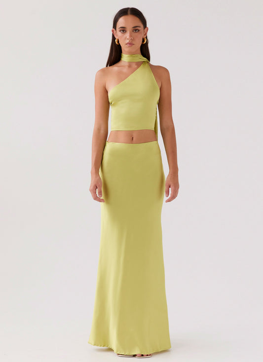 Josefina Satin Maxi Skirt - Chartreuse