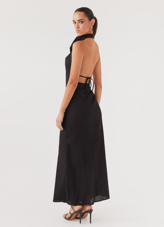 Cartia Linen Maxi Dress - Black