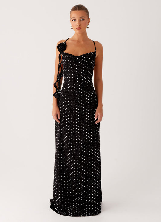 Purely Maxi Dress - Black Polka Dot