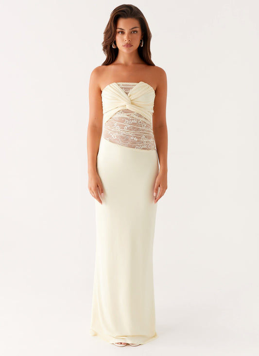 Sweet Energy Strapless Maxi Dress - Yellow