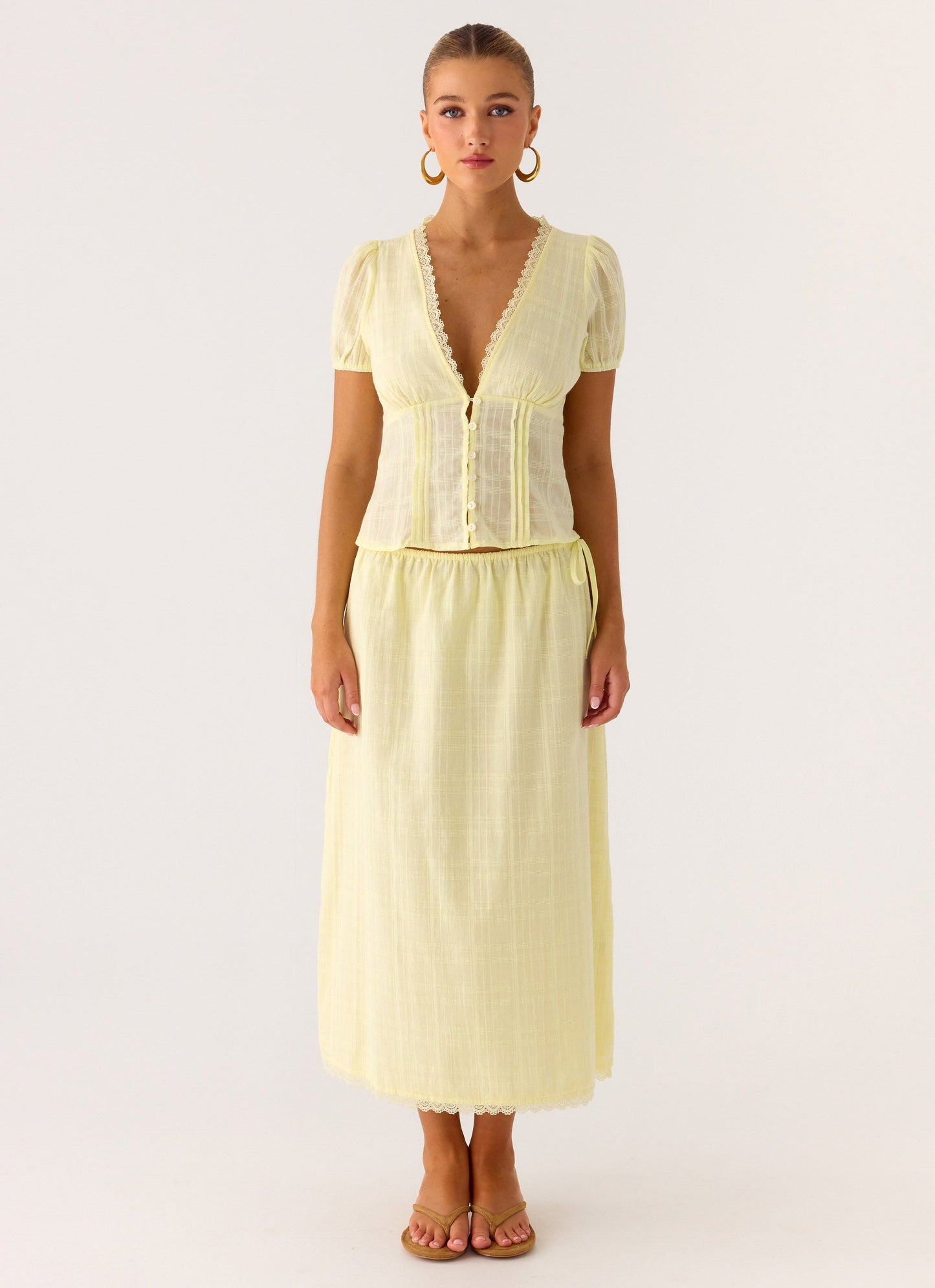 Sweet Lullaby Midi Skirt - Lemon Yellow