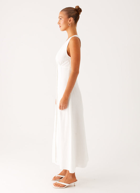 Tamsin Linen Maxi Dress - White
