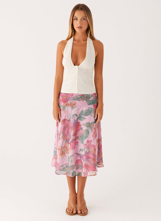 Valley Midi Skirt - Pink Floral
