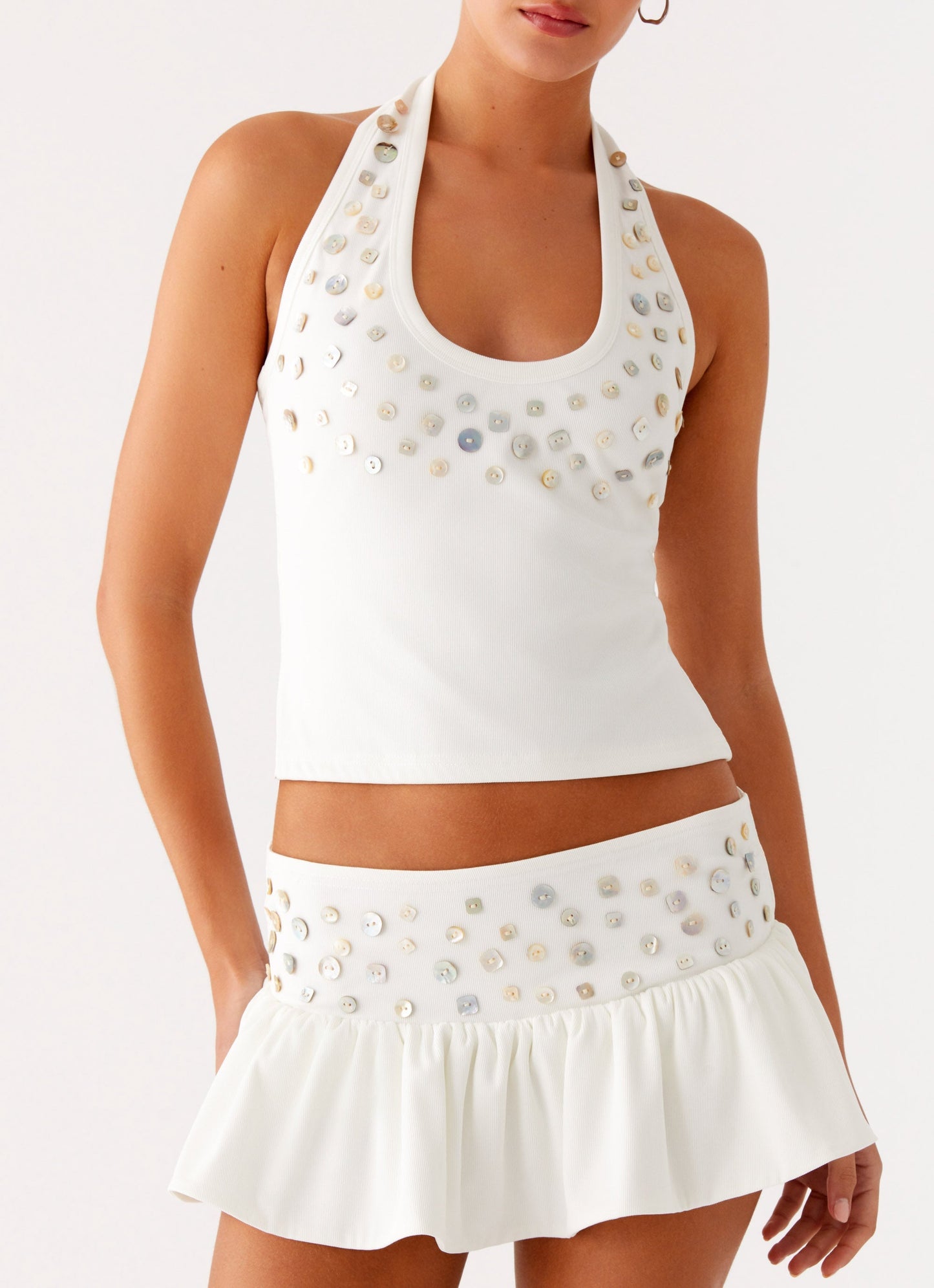 Vegas Nights Halter Neck Top - White