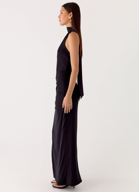Velvet Vacation Scarf Maxi Dress - Black