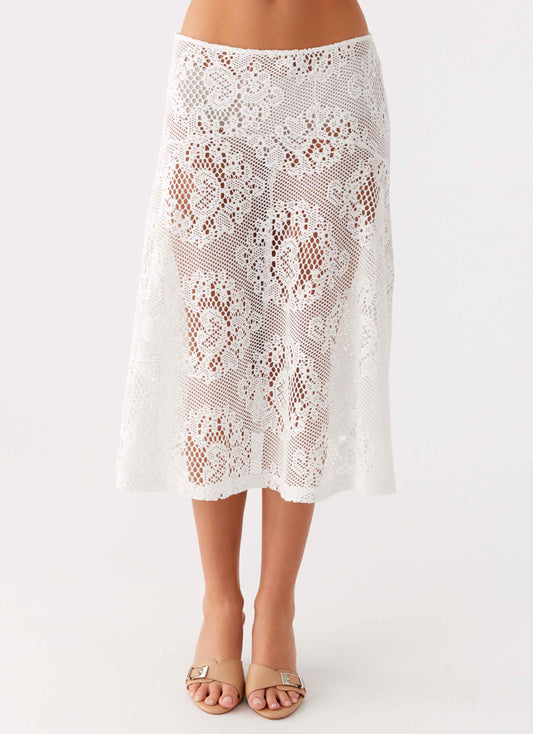 Virelle Lace Midi Skirt - Ivory