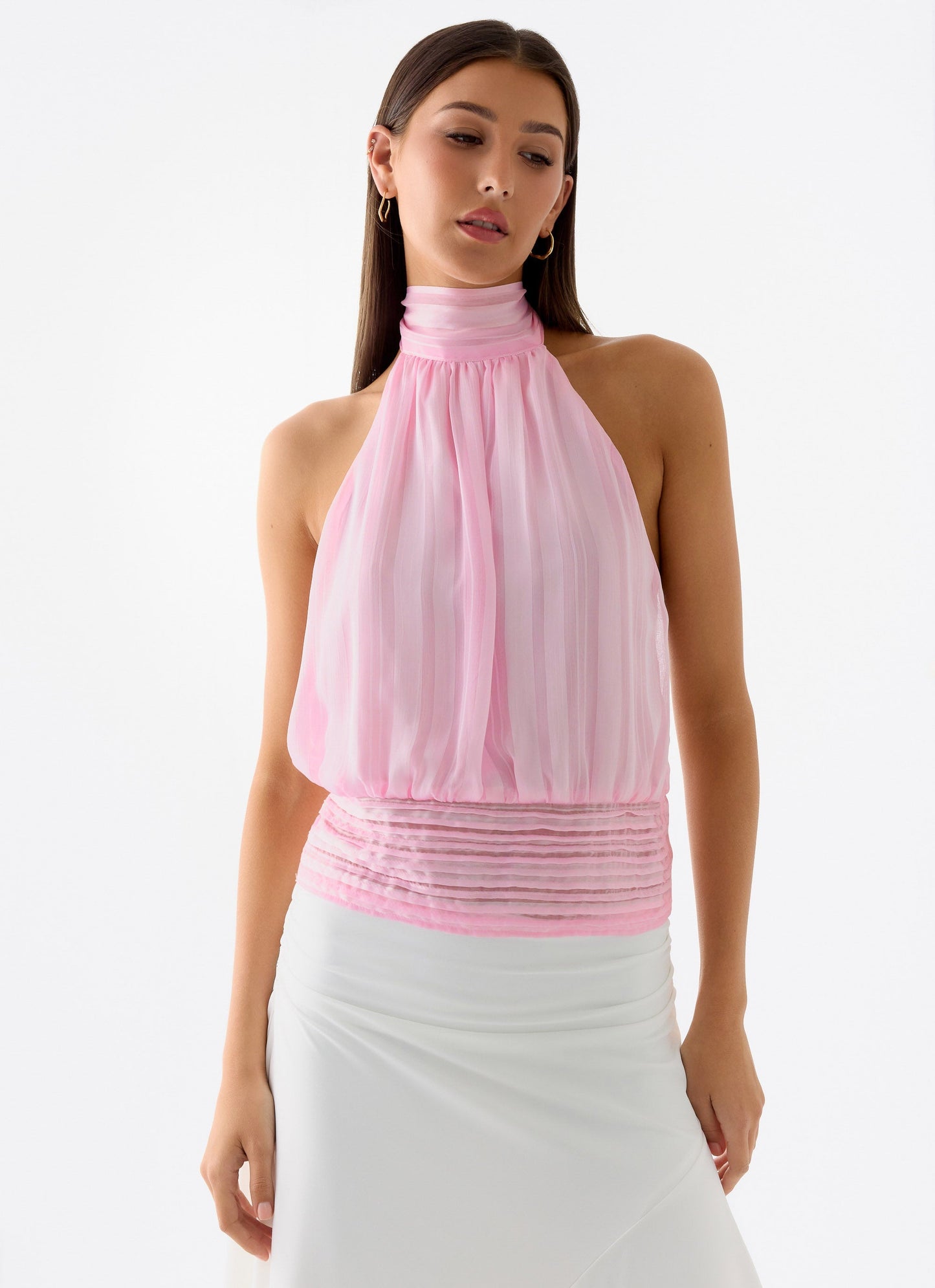Willow Chiffon Top - Baby Pink