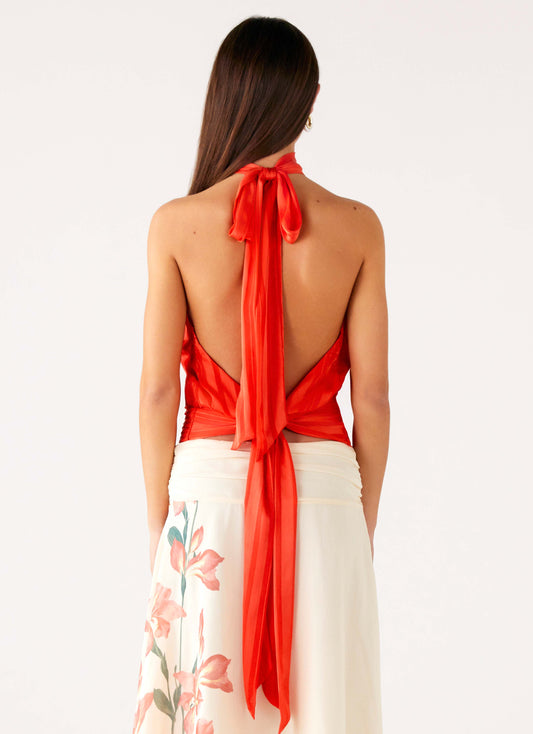 Willow Chiffon Top - Coral