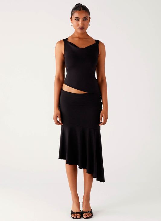 Wonderlust Midi Skirt - Black